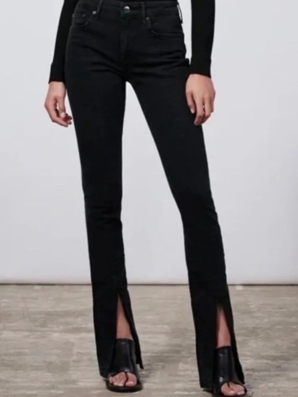 Zara the olivia split hem straight jean in edge black